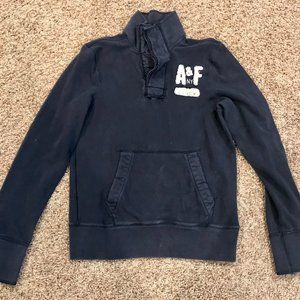 A & F MENS COLLARED NAVY MUSCLE SWEATSHIRT SIZE S